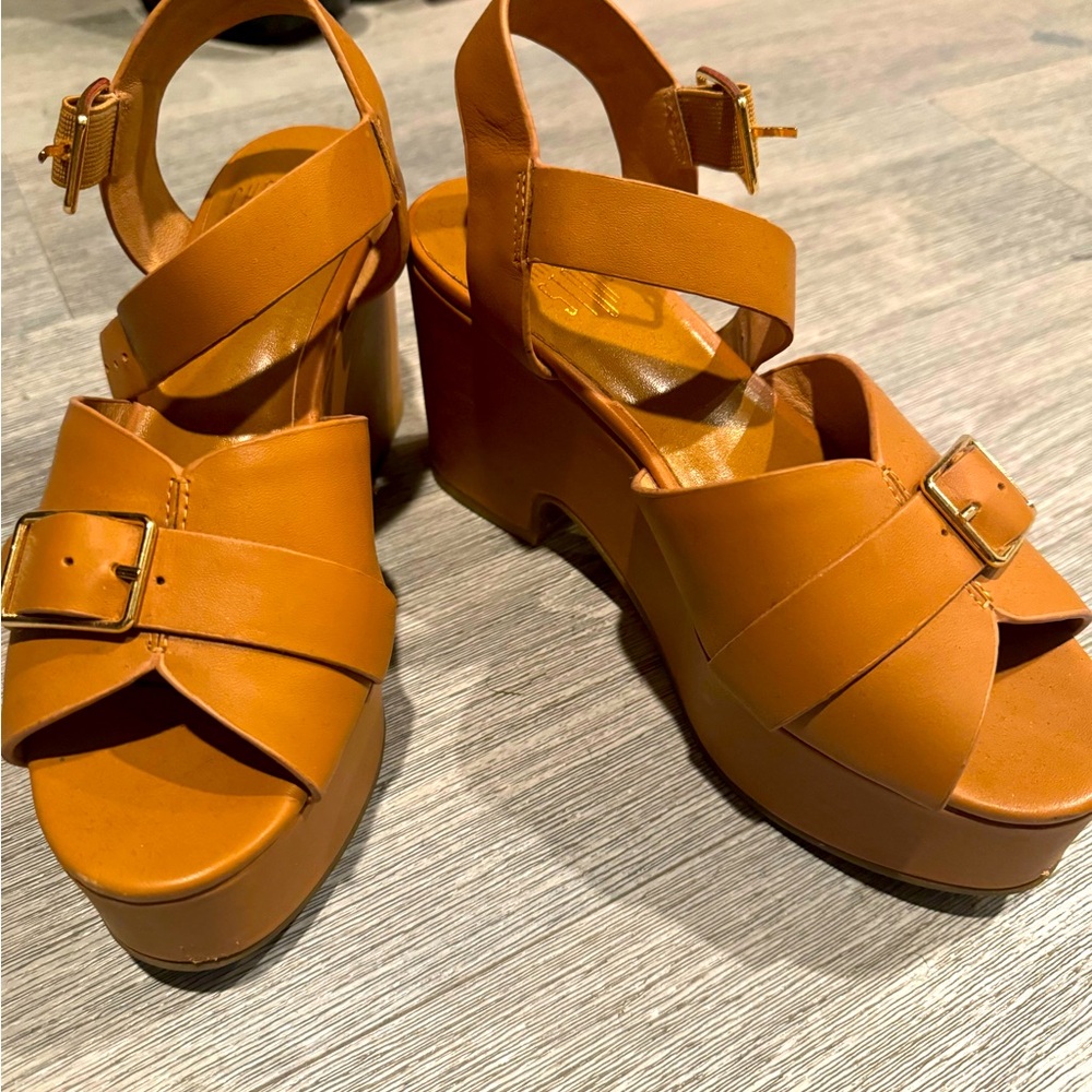 Charlotte Stone Brown Platform Wedge Sandals